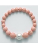 Miluna Bracelet - Freshwater Pearl - Pink Coral Agglomerate-PBR2564