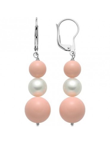 Orecchini Miluna - Terra e Mare - Perle 8,5 -9 mm-Corallo Rosa-PER2467