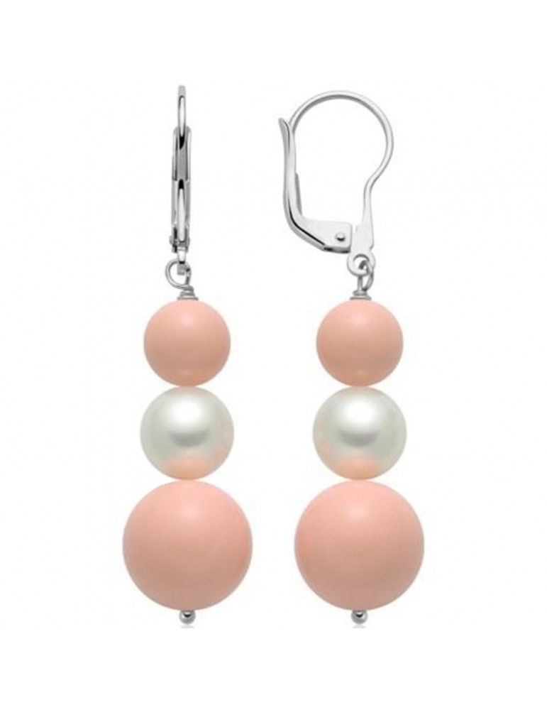Miluna earrings - Earth and Sea - Pearls 8.5 -9 mm - Pink Coral - PER2467
