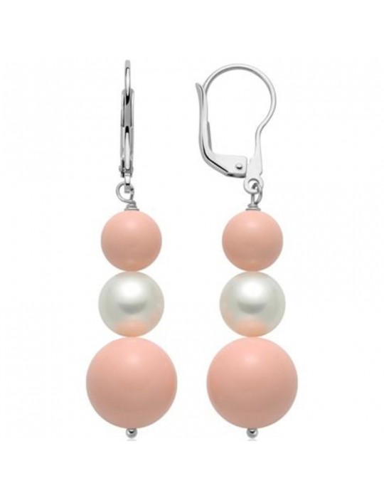 Miluna earrings - Earth and Sea - Pearls 8.5 -9 mm - Pink Coral - PER2467