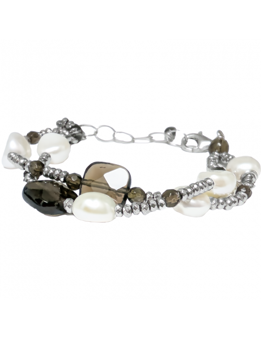 Lelune Glamor Bracelet - Baroque Pearls - Smoky Quartz - LGBR83CH