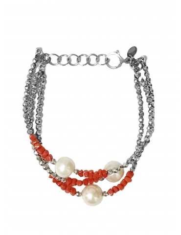 Della Rovere Bracelet - Baroque Pearls - Red Coral - DR159 2