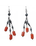 Della Rovere Earrings - Pendants - Hematite - Red Coral - ORDRP052