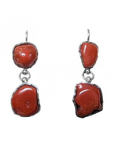 Della Rovere Earrings - Pendants - 925% Silver - Red Coral-DR151