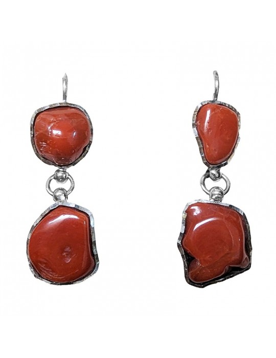 Della Rovere Earrings - Pendants - 925% Silver - Red Coral-DR151