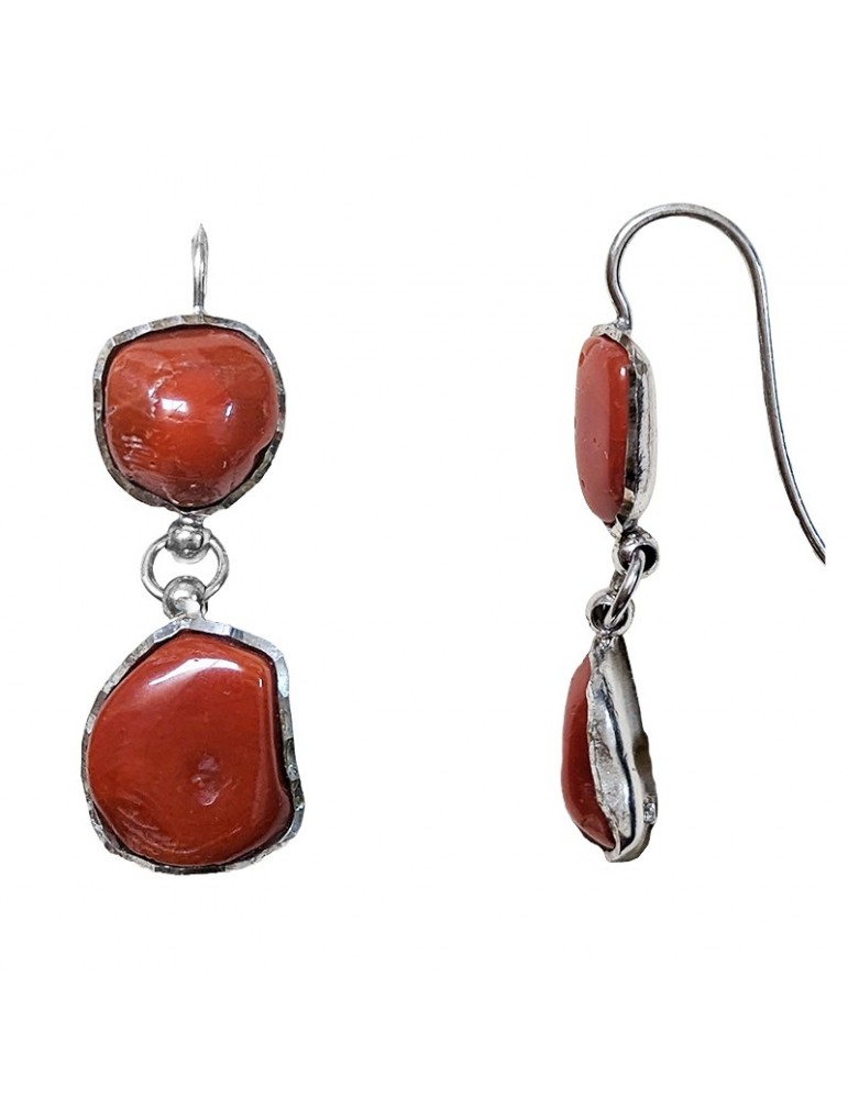 Della Rovere Earrings - Pendants - 925% Silver - Red Coral-DR151