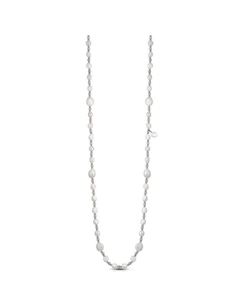 Collana Lelune Glamour - Divina - Ematite Silver-Perle-Argento-LGNK233