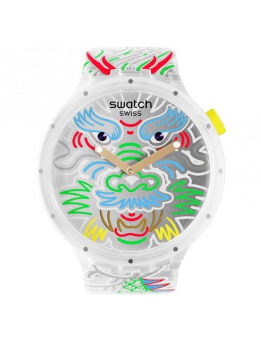 Swatch-Dragon watch in Cloud-Transparent-47mm-Silver-Dragon-SB05Z102