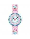 Flik Flak Watch - Bake It Up - Turquoise - 32mm-Pink-Cupcake-FBNP219