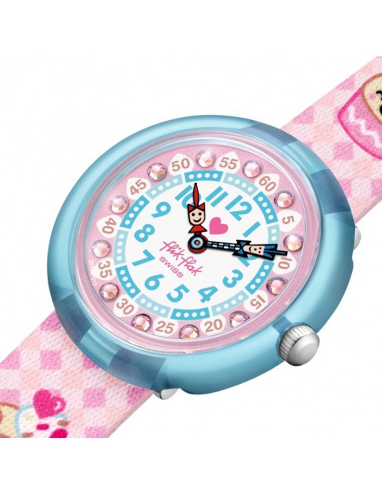 Flik Flak Watch - Bake It Up - Turquoise - 32mm-Pink-Cupcake-FBNP219