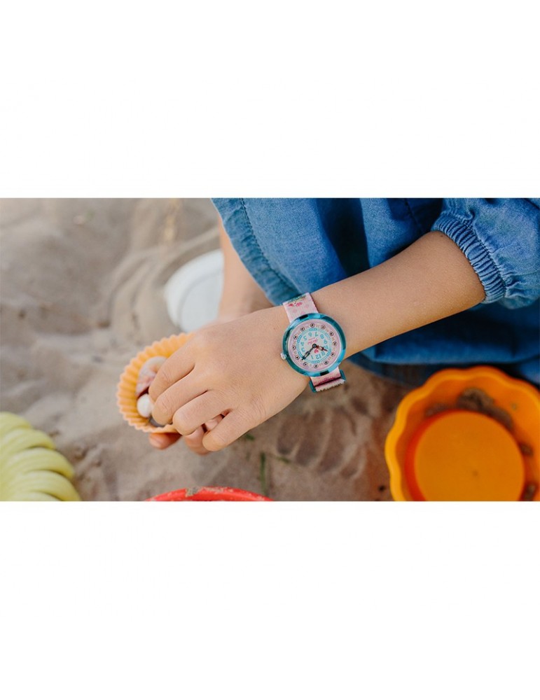 Flik Flak Watch - Bake It Up - Turquoise - 32mm-Pink-Cupcake-FBNP219