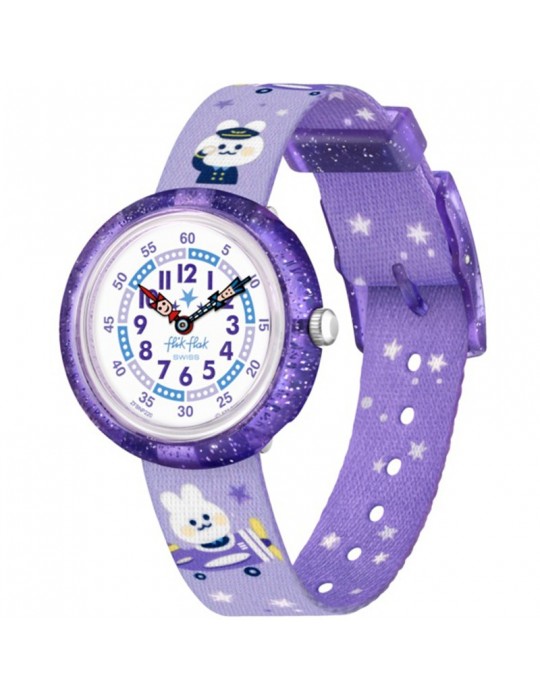 Orologio Flik Flak-Chasing Clouds-Viola-32mm-Coniglietti Piloti-FBNP220