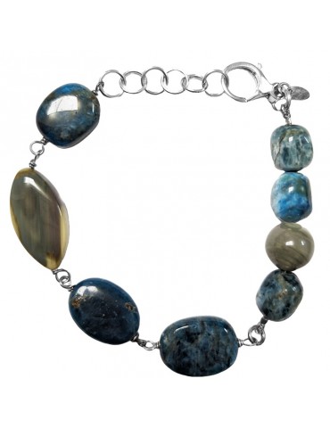 Bracciale Della Rovere - in Argento 925% - Apatite Blu - Diaspro-DR187