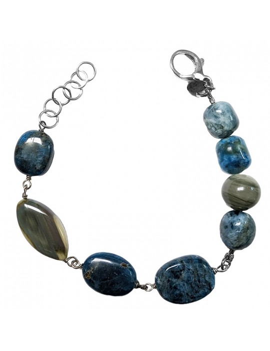 Bracciale Della Rovere - in Argento 925% - Apatite Blu - Diaspro-DR187