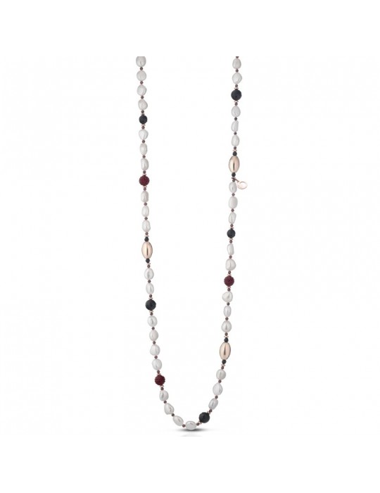 Lelune Glamour Ruby Necklace with Pearls and Agate for Women - 0 Lelune Glamour Ruby Necklace with Pearls and Agate for Women - 0