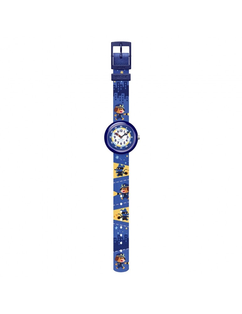 Flik Flak Watch - Paws Up - 32mm - Blue - Cops and Robbers - FBNP221