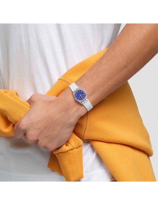 Orologio Swatch - The Gold Within You-Solo Tempo-Bianco-25mm-Blu-LE108
