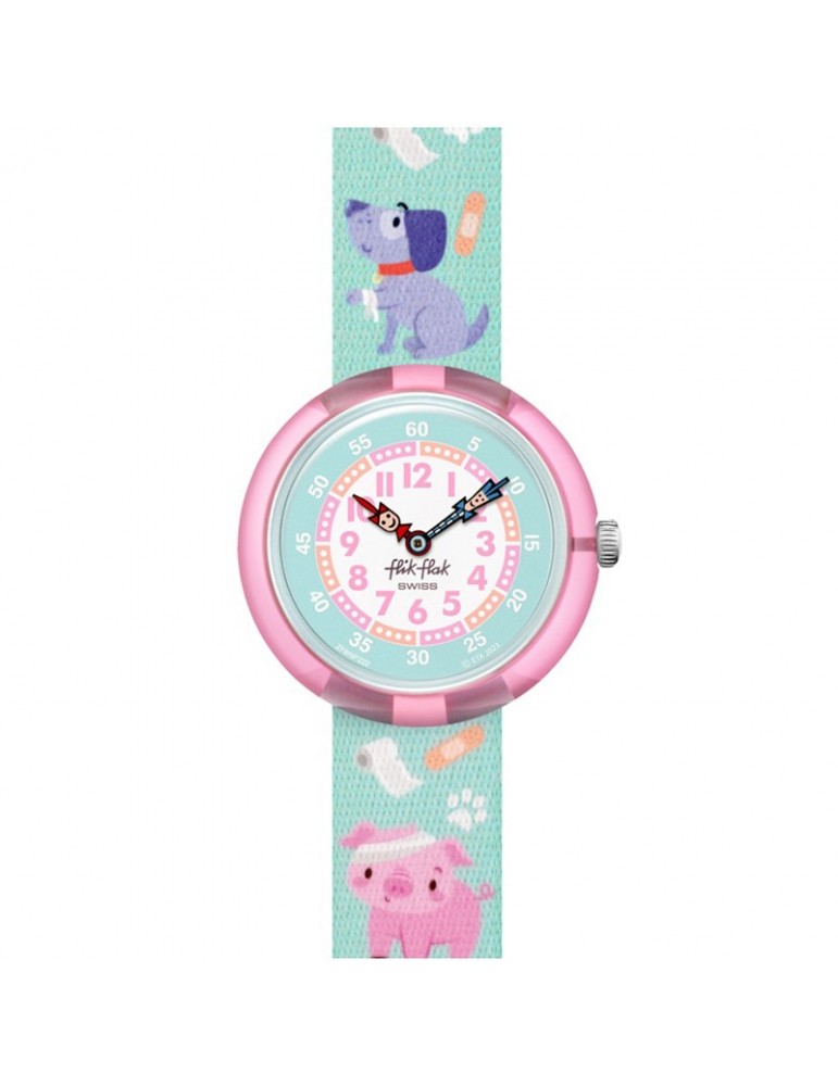 Flik Flak Watch - My Spirit Animal - Green - 32mm-Puppies-FBNP222