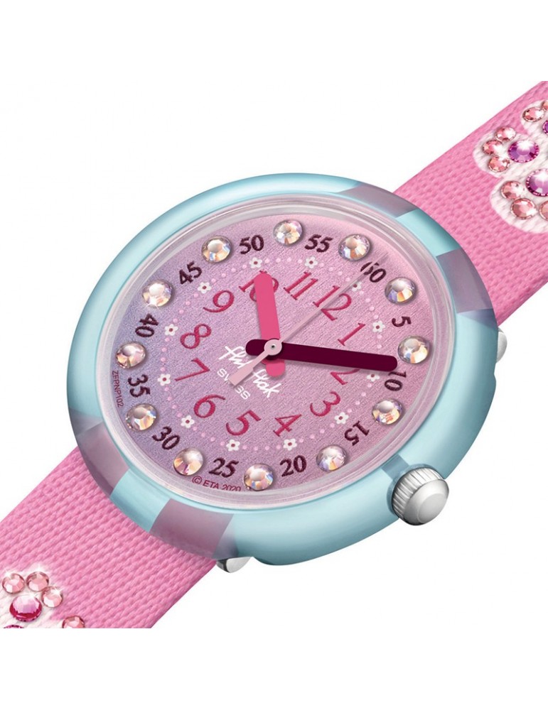 Flik Flak Watch-Sparkling Cherry Blossom-32mm-Pink-Crystals-FPNP102