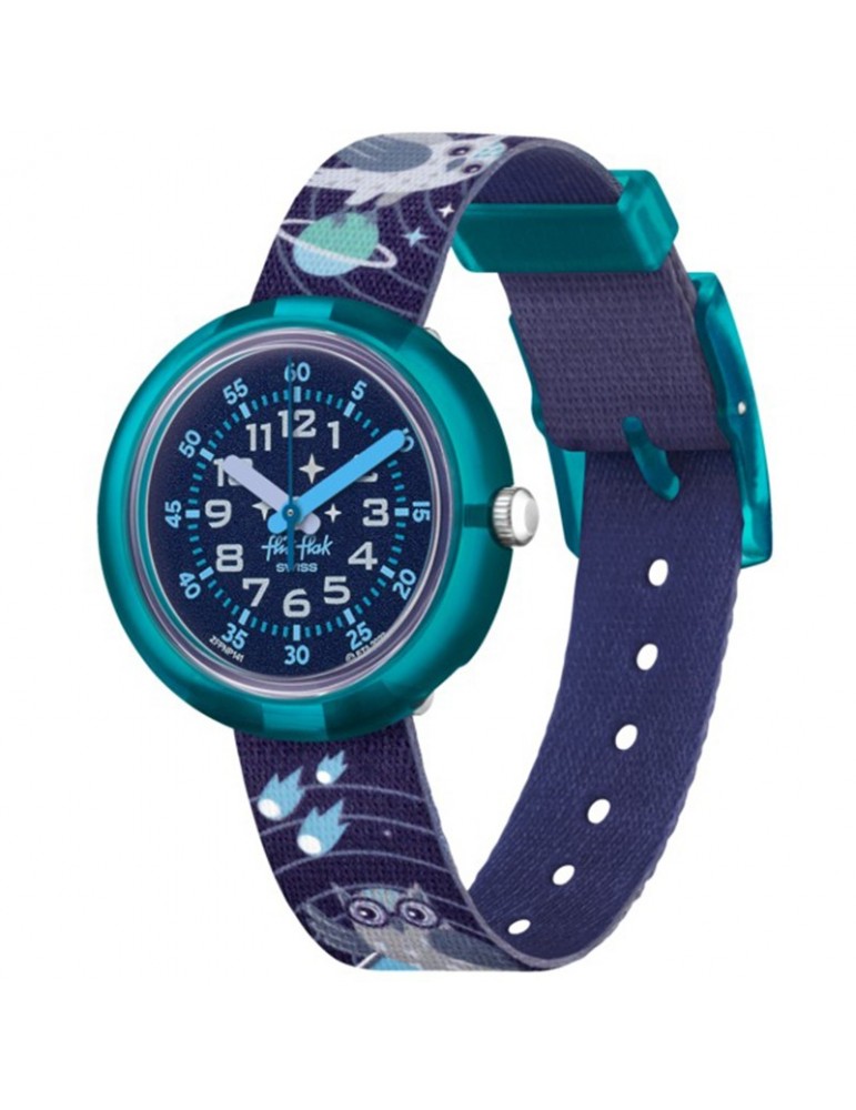 Flik Flak Watch-Dreams Take Me To Space-Blue-32mm-Owls and Planets-FPNP141