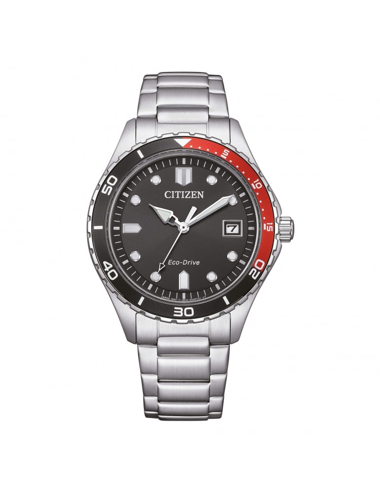 Citizen - Of Marine Eco-Drive 37mm Black Red Watch with Date - 0