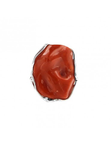 Della Rovere Ring - in 925% Silver - Adjustable-Red Coral-DR264 2