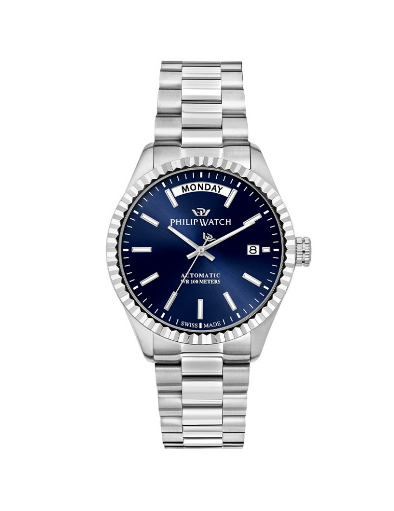 Orologio Philip Watch - Caribe Automatico - Tempo e Data 39mm Blu - R8223597109