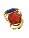 Della Rovere Ring - 925% Silver Golden-Coral-Lapis Lazuli-ANTOR36