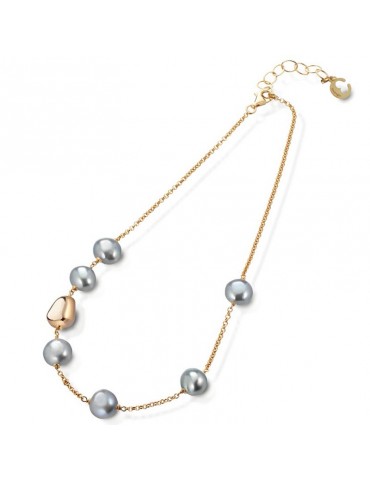Collana Lelune Glamour - Sharon - Argento 925% - Perle Grigie -LGNK351