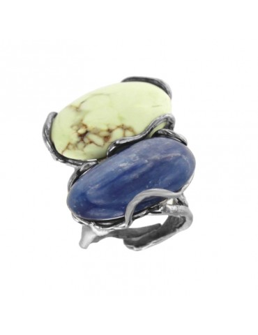Della Rovere Ring - in 925% Silver - Magnesite and Kyanite - DR131 2