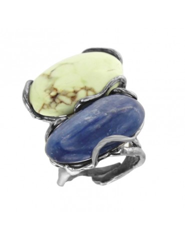 Della Rovere Ring - in 925% Silver - Magnesite and Kyanite - DR131