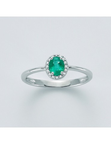 Miluna Women's Ring with Emerald and Diamonds - 0