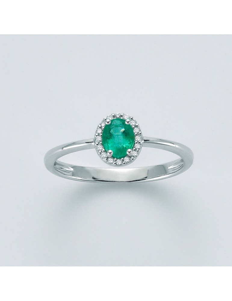 Miluna Women's Ring with Emerald and Diamonds - 0