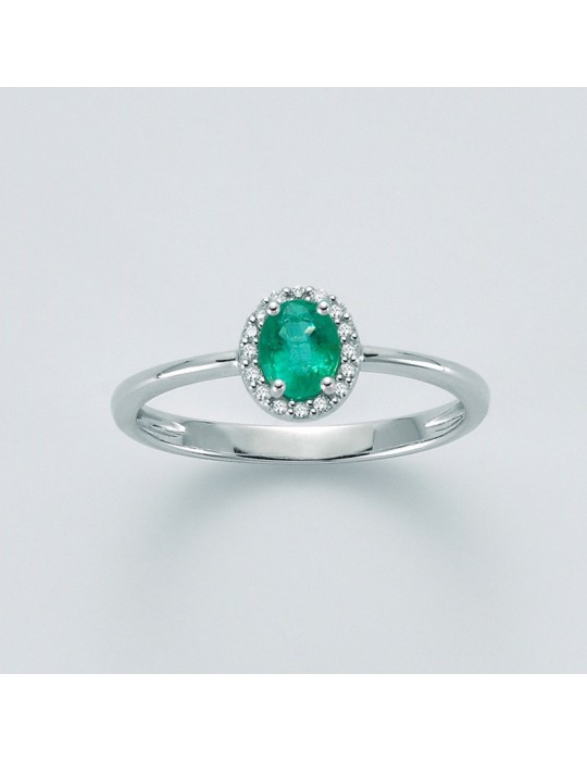 Miluna Women's Ring with Emerald and Diamonds - 0