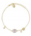 Rue Des Mille Bracelet for Women - Shapes in 925% Golden Silver with Oval Bezel and White Zircons