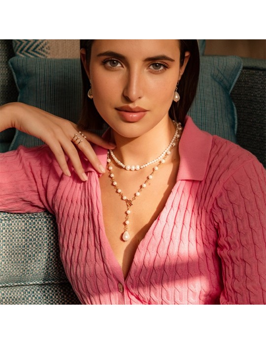 Rue Des Mille Necklace - Whiteside - Pearl Drop Pendant -GR019M5AU