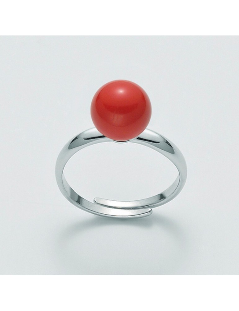 Miluna Woman's Ring in 925% Silver with Red Coral