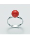 Miluna Woman's Ring - in 925% Silver with Red Coral - 0