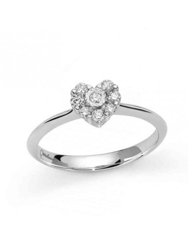 Miluna Ring - Heart in 18k White Gold with Natural Diamonds - 0