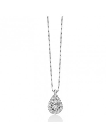 Miluna Necklace - Drop Pendant Necklace in 18 White Gold with Natural Diamonds - 0