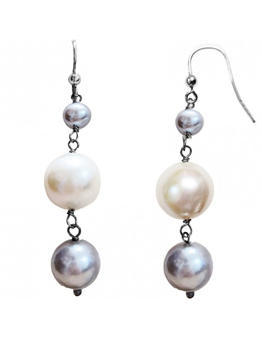 Orecchini Della Rovere - in Argento 925%-Perle Grigie-Bianche-ORDRP066