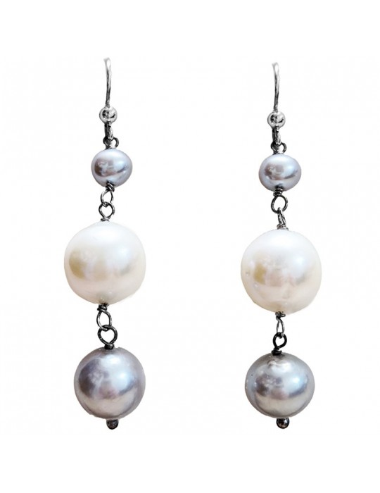Orecchini Della Rovere - in Argento 925%-Perle Grigie-Bianche-ORDRP066