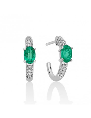 Orecchini Miluna - Cerchietto - Oro - Diamanti Naturali - Smeraldi 0,9 ct - ERD2691