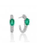 Orecchini Miluna - Cerchietto - Oro - Diamanti Naturali - Smeraldi 0,9 ct - ERD2691