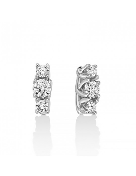 Miluna - Trilogy earrings in 18 white gold with natural diamonds - 0