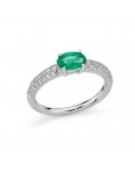 Anello Miluna - Oro Bianco 18 carati - Diamanti - Smeraldo 0,72 ct - LID3635