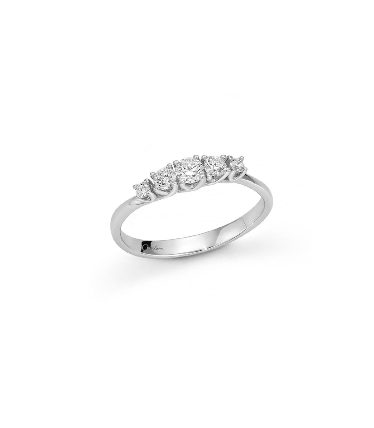 Miluna - Riviere Ring in 18k White Gold with Natural Diamonds - 0