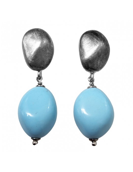 Lelune Glamor Earrings - 925% Silver - Turquoise Paste - LGEA60