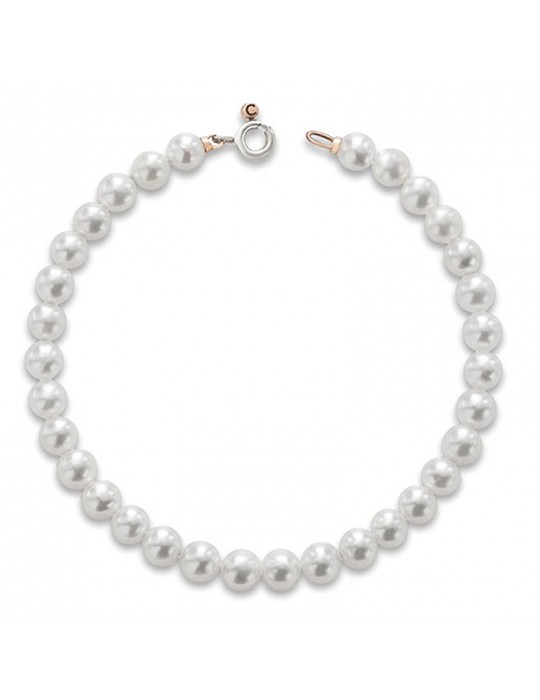 Bracciale Lelune - Young - Oro Bianco Rosa - Perle 5,5 - 6 mm - LLBR60