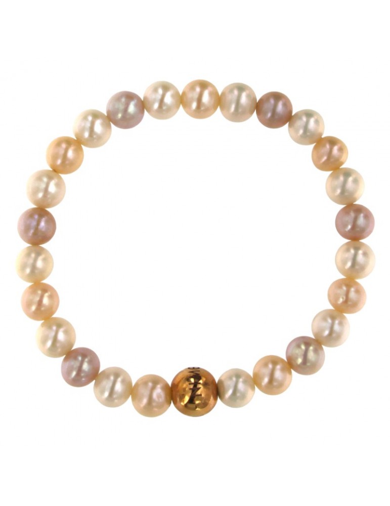 Nimei Bracelet - with 7.5-8mm Multicolor Freshwater Pearls and Polished Sphere - 0